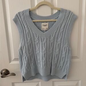 Abercrombie & Fitch Women's Soft Blue V-Neck Sweater Vest